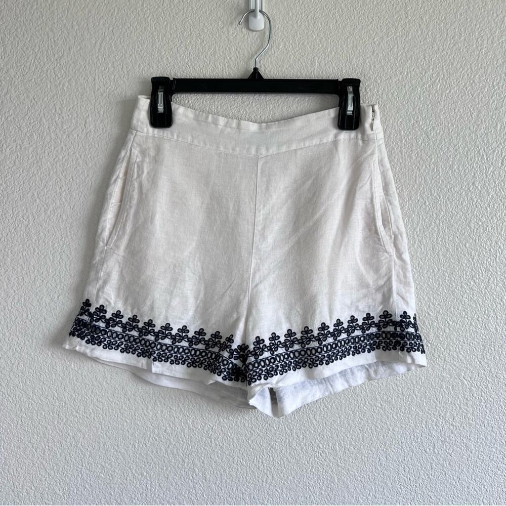 J. Crew Embroidered-Trim‎ Short in Beauchamps Linen
